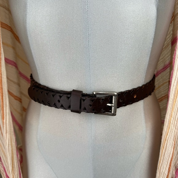 Capezio Brown Leather braided Belt Size M/L Medium Large - Picture 5 of 8